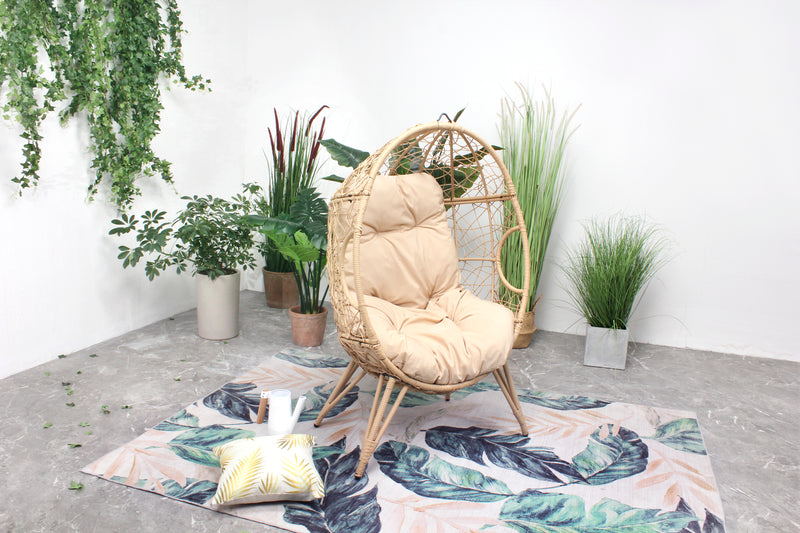 fauteuil oeuf aspect rotin beige