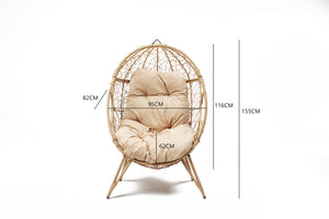 fauteuil oeuf aspect rotin beige dimensions