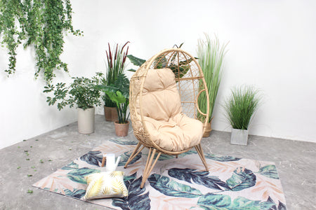 fauteuil oeuf aspect rotin beige