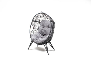 fauteuil oeuf aspect rotin gris 