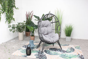fauteuil oeuf aspect rotin gris