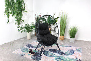fauteuil oeuf aspect rotin noir