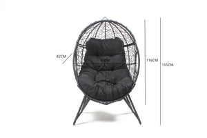 fauteuil oeuf aspect rotin noir dimensions