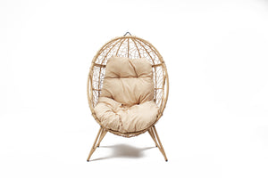 fauteuil oeuf résine effet rotin beige 