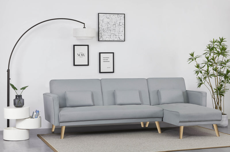 Canapé d'angle réversible et convertible gris 4 places