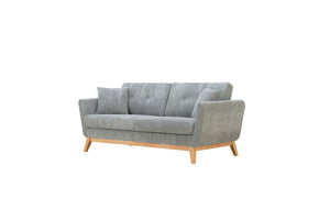Canapé scandinave 3 personnes avec 2 coussins velours côtelé gris clair