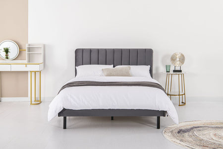 Lit velours gris 160x190 cm Oxford