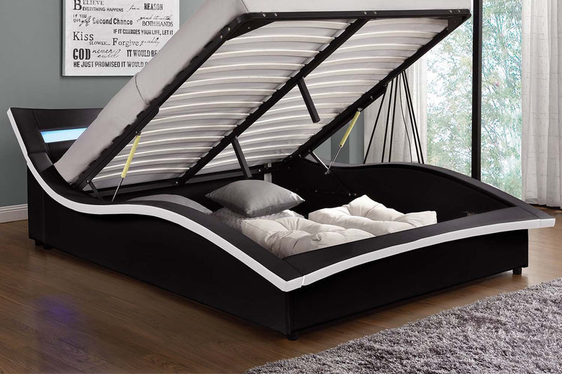 lit led coffre 160 cm noir