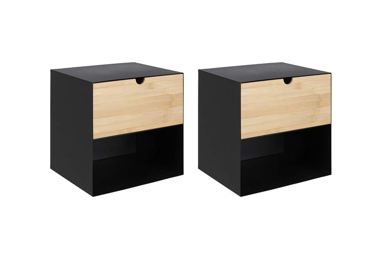 lot de 2 tables de chevet tiroir bois fond blanc