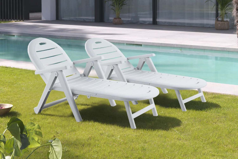 lot de 2 transats Blanc en plastique recyclé Caiman 