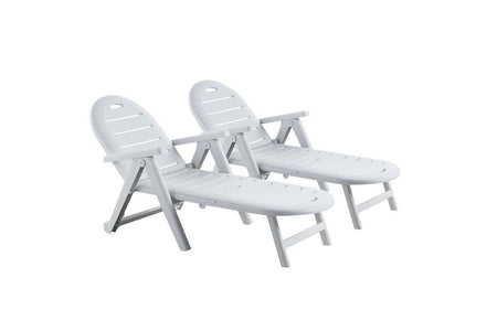 lot de 2 transats Blanc en plastique recyclé Caiman fond Blanc