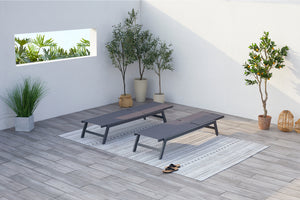 lot de 2 transats Gris foncé Prato position couché