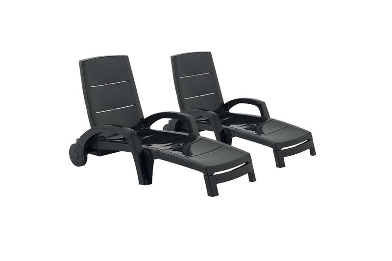 lot de 2 transats en plastique recyclé Gris anthracite Océan