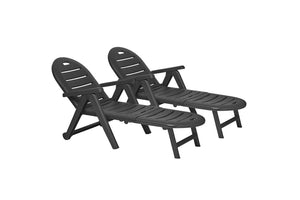 lot de 2 transats grises en plastique recyclé Caiman fond Blanc