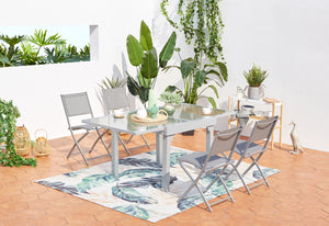 lot de table de jardin en aluminium extensible avec 4 chaises en acier Molvina