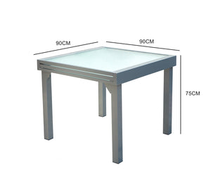 lot de table de jardin en aluminium extensible avec 4 chaises en acier Molvina dimensions table