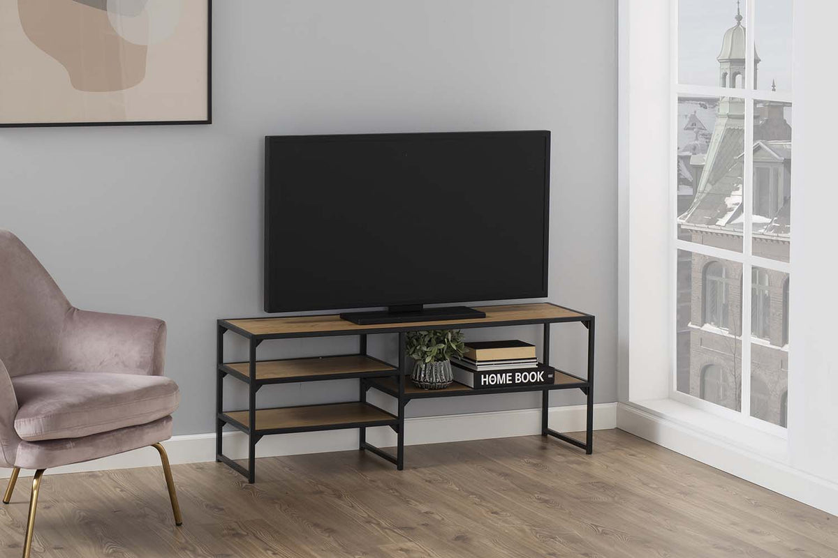 Mueble de TV industriel Factory Noir et bois 