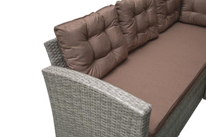 meubles de jardin angle et banquette Gris et café Moorea