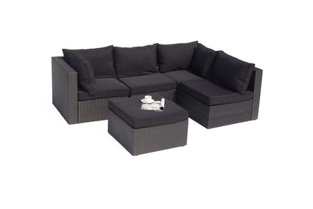 meubles modulables de jardin en résine tressée 5 places Noir Milano