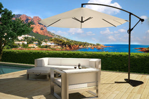 parasol alu déporté pas cher Porticcio Ecru