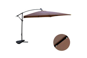 parasol déporté avec LED de 3 x 3 m Solenzara Bulle Chocolat sur fond Blanc