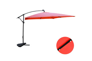 parasol déporté avec LED de 3 x 3 m Solenzara Bulle Terracota sur fond Blanc