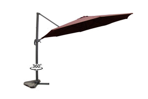 Parasol déporté chocolat, rond Ø 350 cm, rotatif 360 °