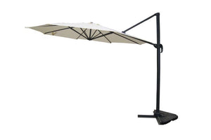 Parasol déporté ecru, rond Ø 350 cm, rotatif 360 ° sur fond Blanc