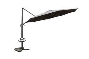 Parasol déporté gris, rond Ø 350 cm, rotatif 360 ° 