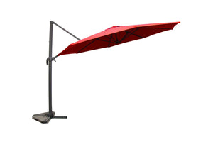 Parasol déporté terracota, rond Ø 350 cm, rotatif 360 ° sur fond Blanc