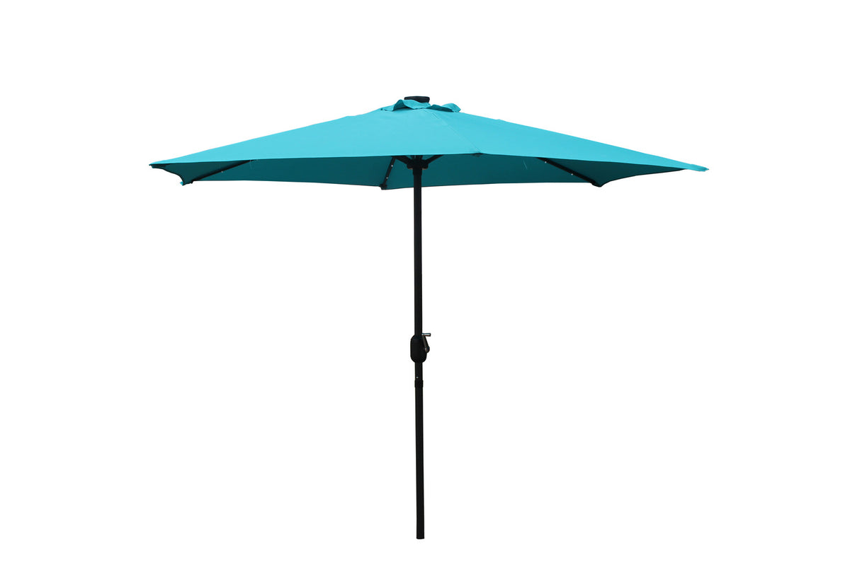 Parasol droit rond led 2,66 x 2,66 m bleu turquoise