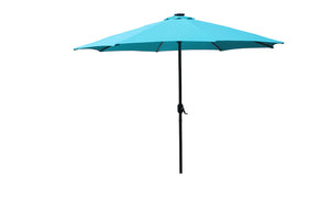 Parasol droit rond led 2,92 x 2,92 m bleu turquoise