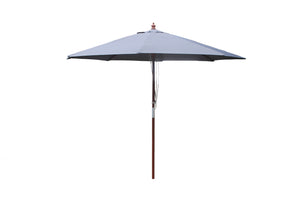 Parasol en bois rond toile gris