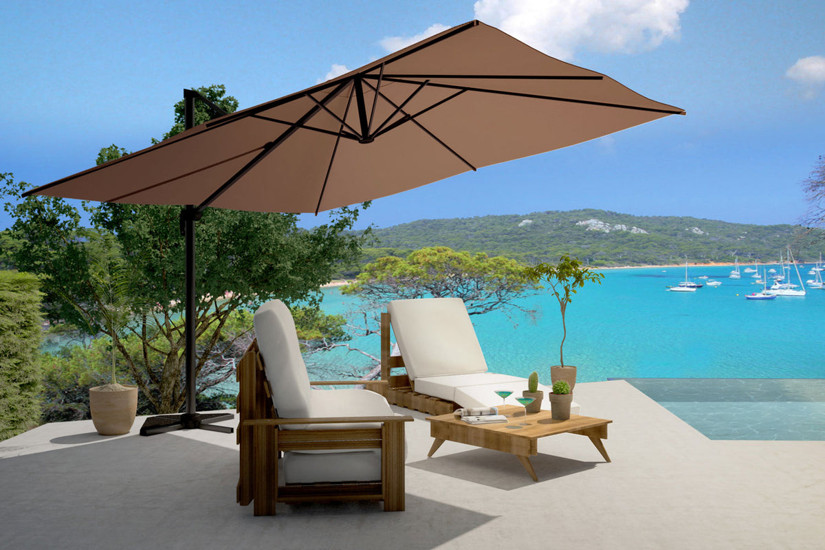 parasol déporté rectangulaire chocolat 3x4 m cesare