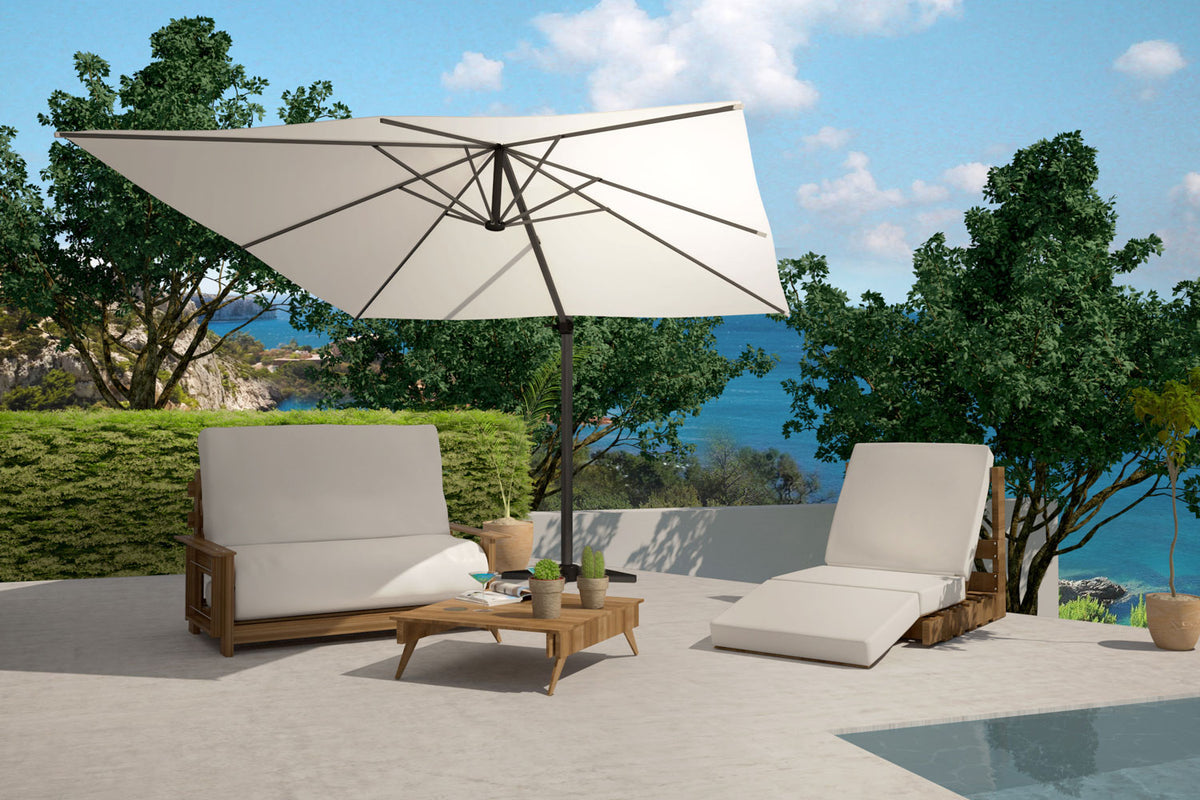 parasol déporté rectangulaire ecru 3x4 m cesare