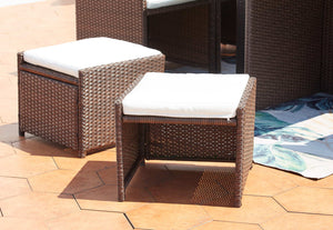 pouf Miami 10 Marron et blanc