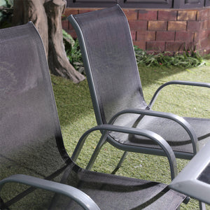 Salon de jardin en aluminium gris 6 places Alassio zoom chaises