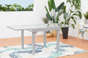 salon de table extensible de jardin Molvina et 8 chaises en aluminium table extensible