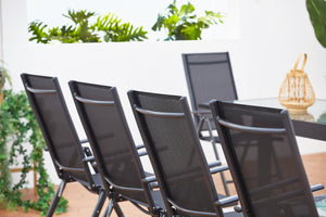 salon de jardin en aluminium avec table extensible + 12 chaises de textilene zoom 3
