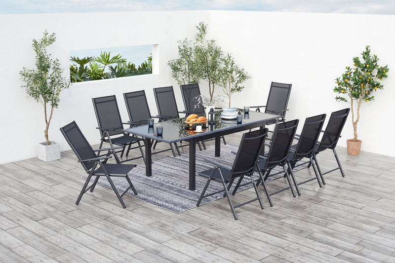 salon de jardin extensible en aluminium gris de 10 places Ravenne 