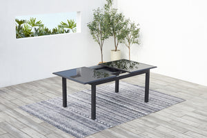 salon de jardin en aluminium gris de 10 places Ravenne 10 table extensible