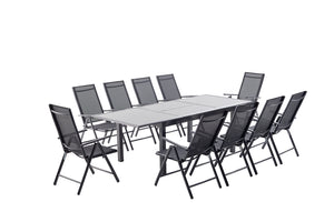 salon de jardin en aluminium gris de 10 places Ravenne 