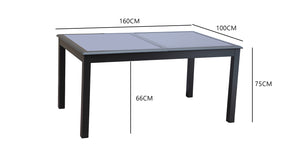 salon de jardin en aluminium gris de 10 places Ravenne dimensions