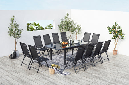 salon de jardin extensible en aluminium gris de 12 places Ravenne