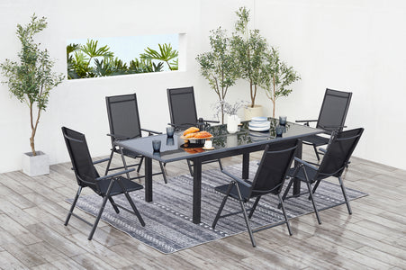 salon de jardin extensible en aluminium gris de 6 places Ravenne