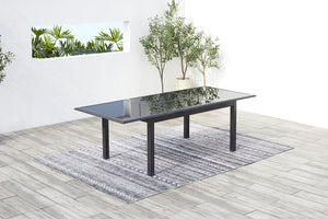 salon de jardin en aluminium gris de 6 places Ravenne table extensible