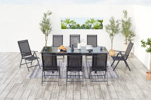 salon de jardin en aluminium gris de 8 places Ravenne 