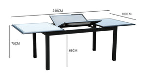 salon de jardin en aluminium gris de 8 places Ravenne 8 dimensions table extensible
