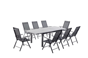 salon de jardin en aluminium gris de 8 places Ravenne 8 fond blanc