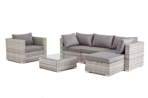 salon de jardin en résine tressée de 5 places gris Peana
